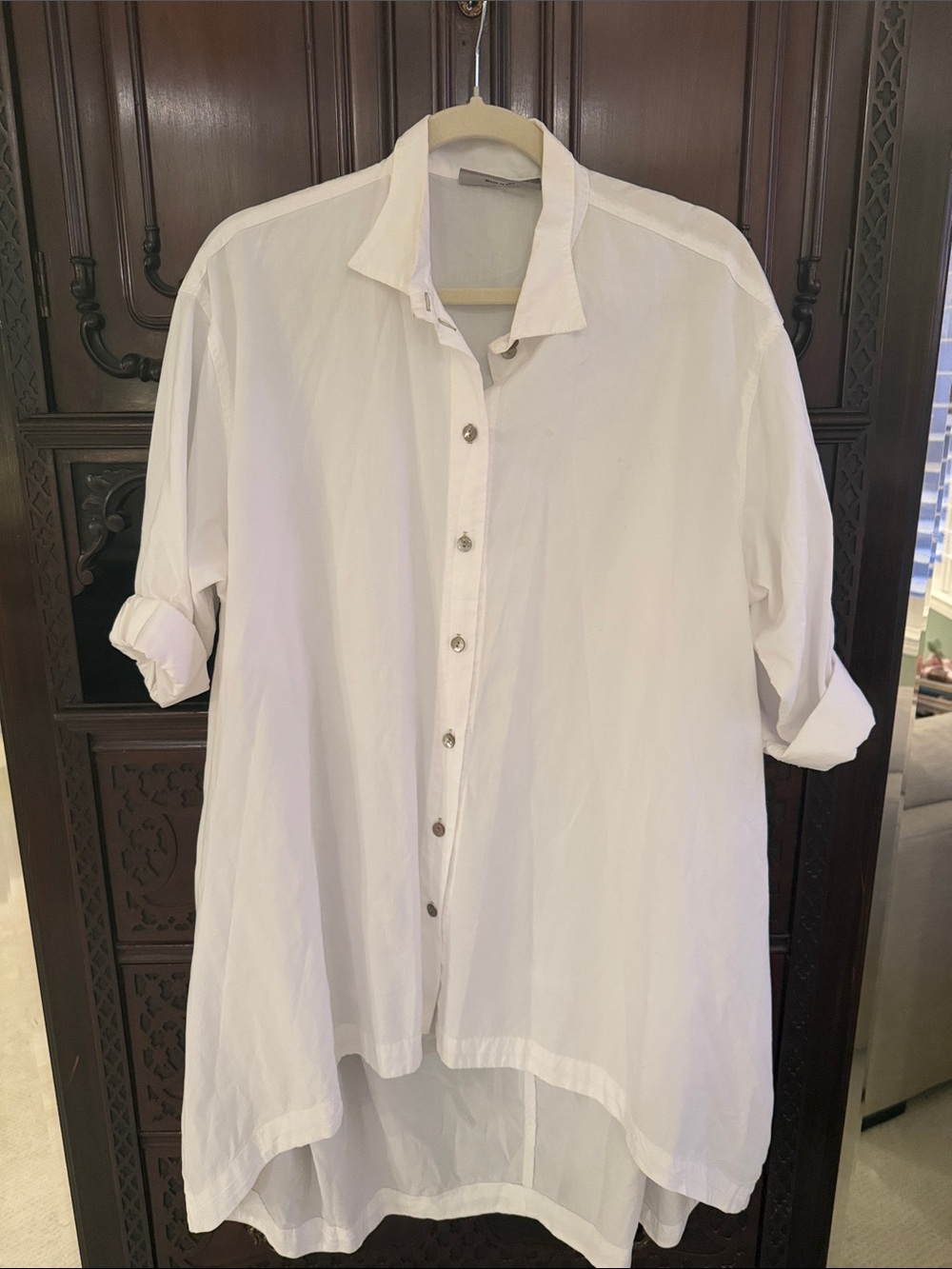 White Button-Down Shirt - Casual Longline.